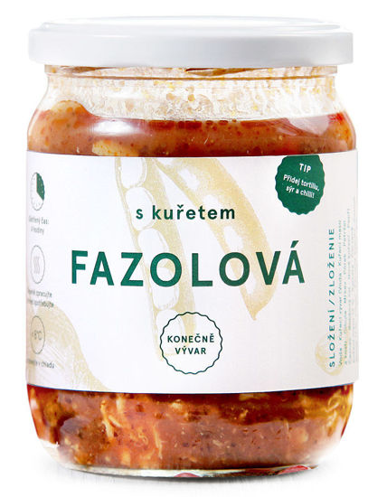 Obrázek Fazolová kuřecí polévka Konečně vývar 450ml sklo