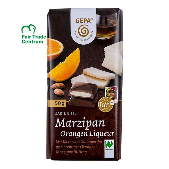 Obrázek Hořká čokoláda s marcipánem a pomerančovým likérem 90g
