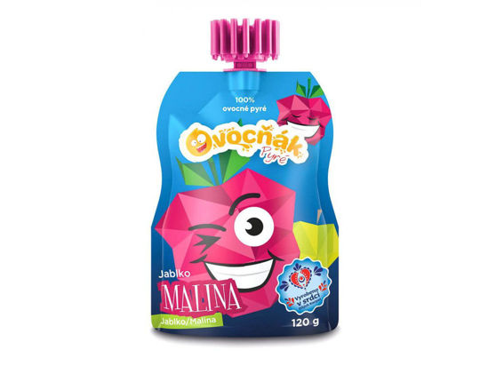 Obrázek Ovocné pyré jablko malina 120g Ovocňák