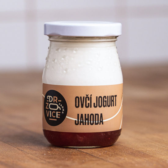 Obrázek Ovčí jogurt jahoda 180ml Farma Držovice